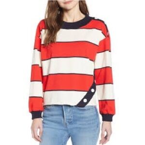 Moon River red white striped sweatshirt NWT XS nautical patriotic sailor‎